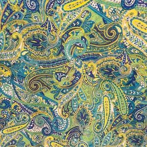 Vintage Vibrant Paisley Fabric, by the yard, NOS